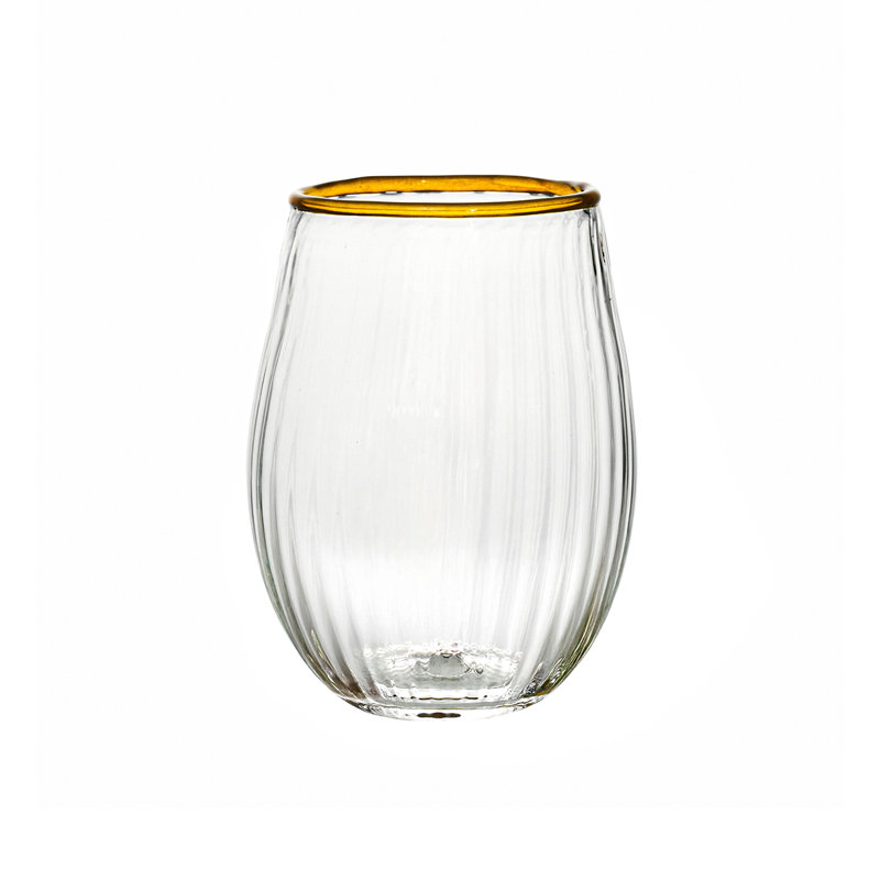 Nell Stemless Wine Glass, Clear/Daffodil
