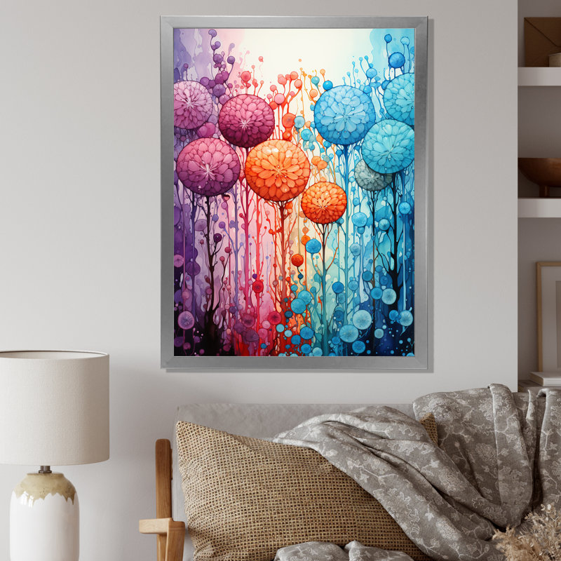 Feux d'artifice colorés 1 - Botanicals Wall Art, Cadre photo argenté, H 40 po x l 30 po x P 1,5 po