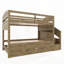 Lit superposé avec lit gigogne et trois tiroirs de rangement, escalier de rangement et garde-robe-128949016
