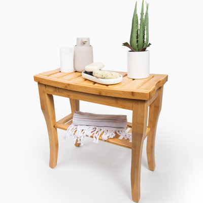 9.8'' W Solid Wood Shower Bench