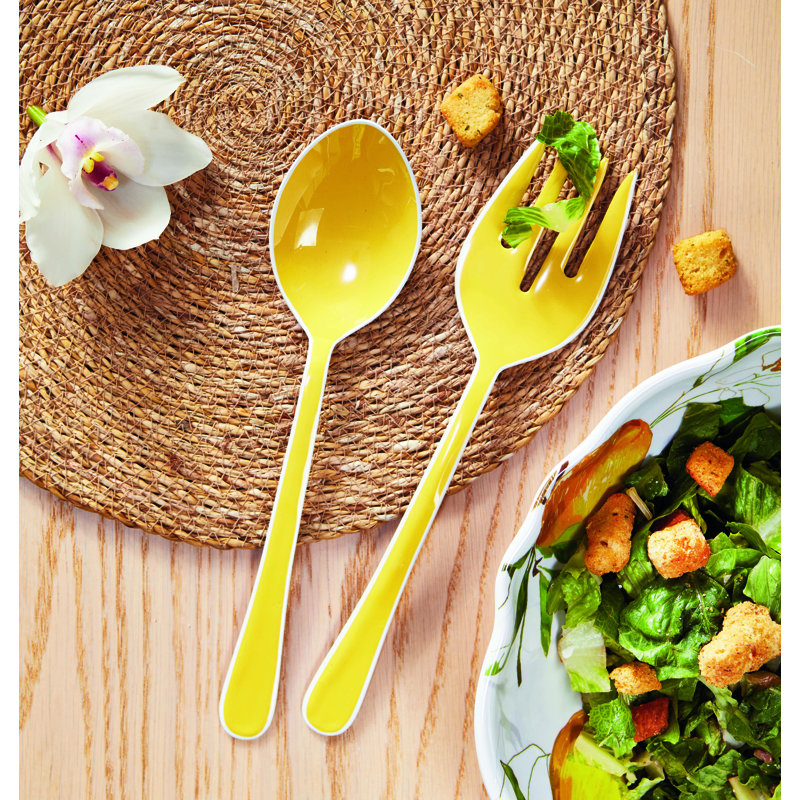 Yellow Enamel Serving Utensil S/2