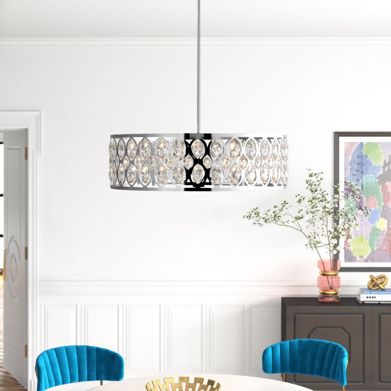 Dorothy 8 - Light Dimmable Drum Chandelier, Chrome