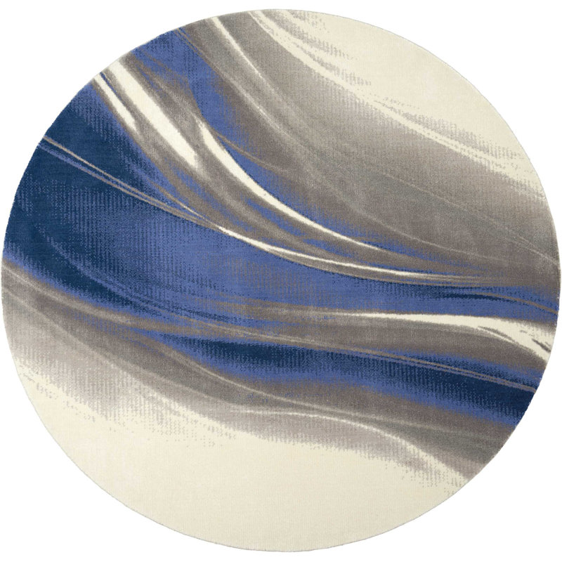 Haseltine Viscose Abstract Indoor Rug, Round 8'