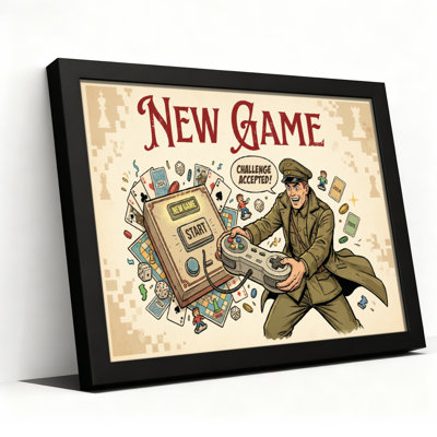New Game Vintage Gaming Art, reproduction d'art sur toile tendue sur toile, ensemble de 1