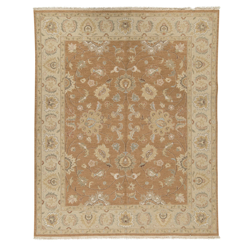Tapis brun foncé de haute qualité noué à la main
