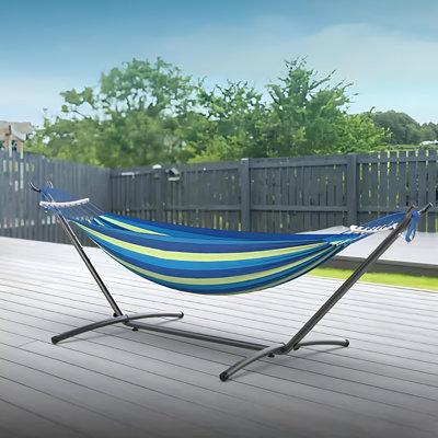 Hamac portable avec support, structure en acier robuste, capacité de poids de 600 lb, pour une utilisation intérieure et extérieure