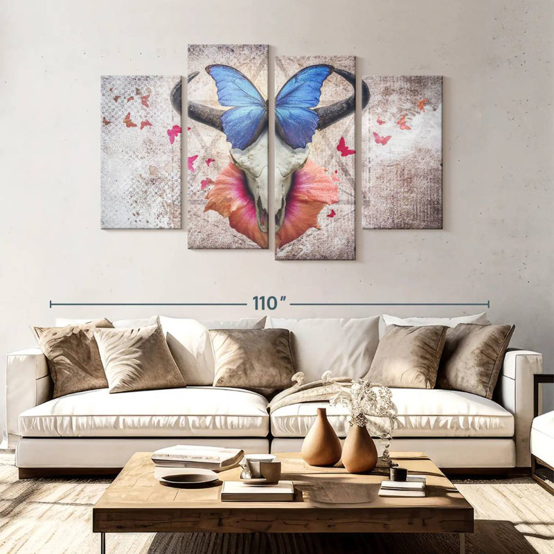 Tête de mort papillon Kerner, H 54 po x l 84 po
