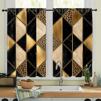 2 rideaux occultants avec œillets, rideaux en polyester imprimé léopard et marbre à imprimé géométrique moderne, isolation thermique, réduction du bruit, protection de la vie privée, rideaux obscurcissants pour la chambre à coucher