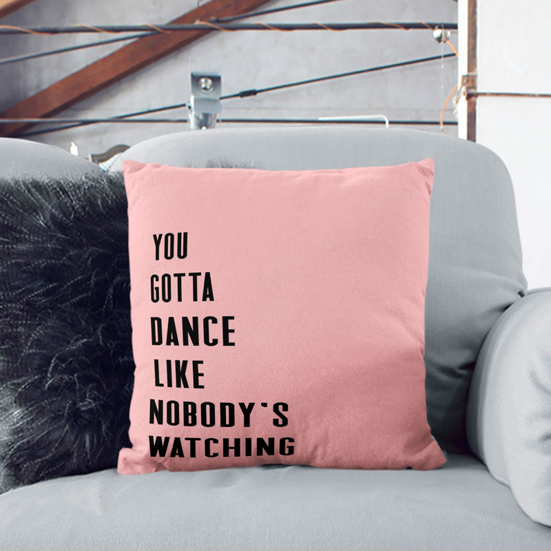 Dance Like Nobody's Watching Square Throw Cushion, White, 40cm H x 40cm W x 15cm D