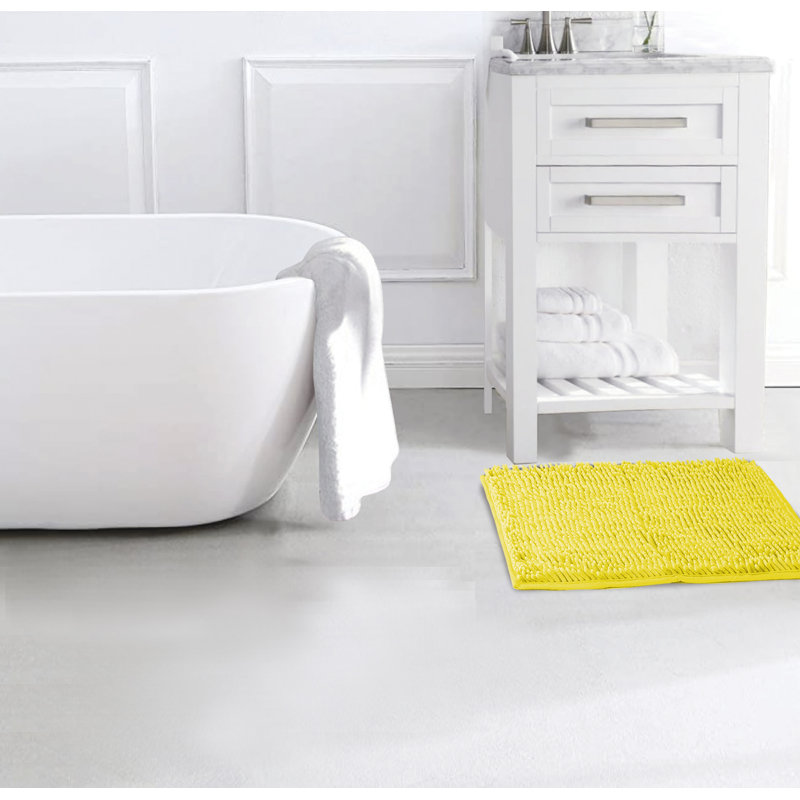 Tapis de bain en chenille Naugle, Rectangle 1 pi 5 po x 2 pi, Rougir