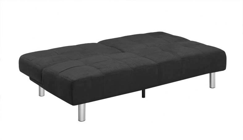 Puzzle Upholstered 68.9'' Sofa, Black Microfiber, Silver