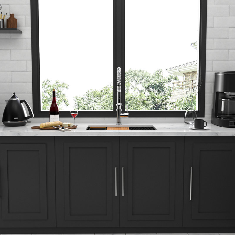 Gunmetal Black Workstation Sink, 28X18x10, 16 Gauge Stainless, Strong And , Silent Operation, With Installation Instruction, Colander Soundproof Pad Undermount 28X18x10 Inch, 16G Versatility, Clean