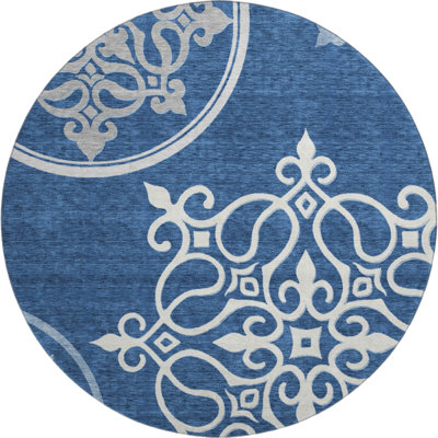 Premium Machine Washable Prisco Navy Rug