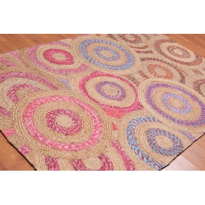 Tapis bleu/beige crocheté à la main Medley