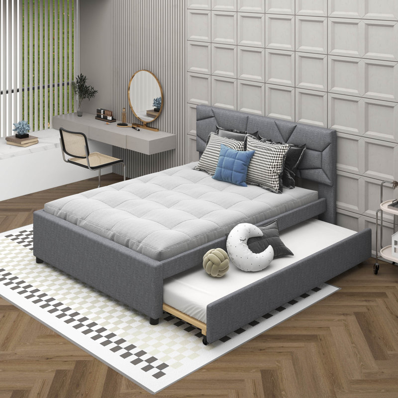 Grand lit pour enfant avec gigogne Carice, gris