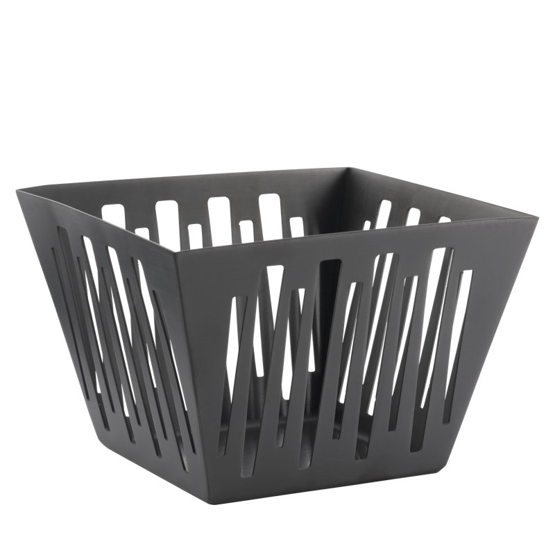 Panier carré en acier inoxydable évasé, Noir
