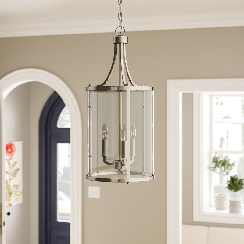 Cleveland 3-Light Chandelier, Nickel satiné