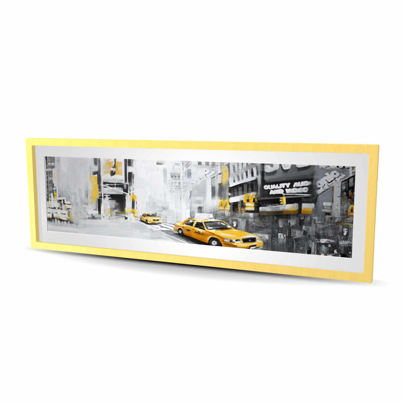 New York City Taxis, reproduction encadrée jaune mat