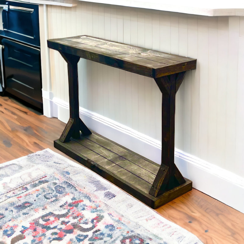 Solid Wood Console Table, Dark Walnut, 29" H x 35.5" W x 10.75" D