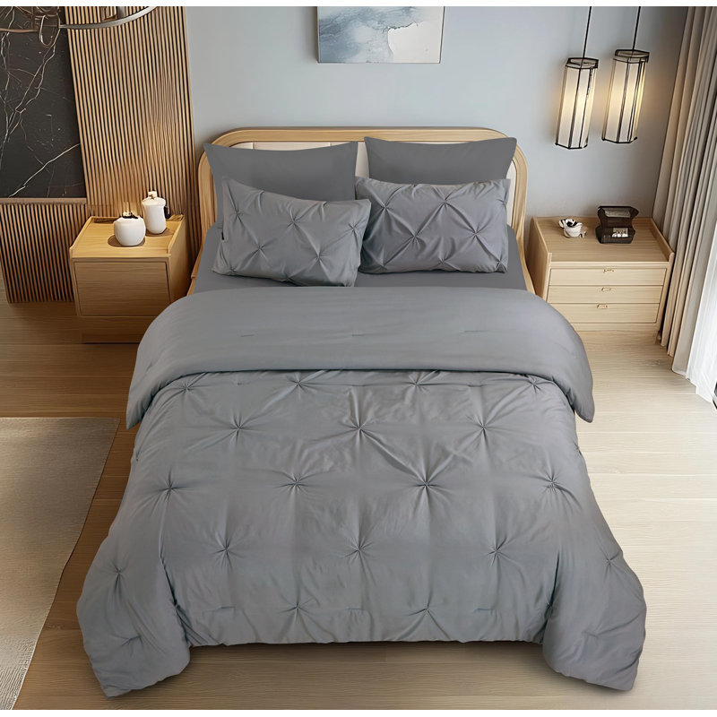 Ensemble d'édredon 2 pièces Marina, Édredon pour lit simple + 1 taie décorative stan, Gris
