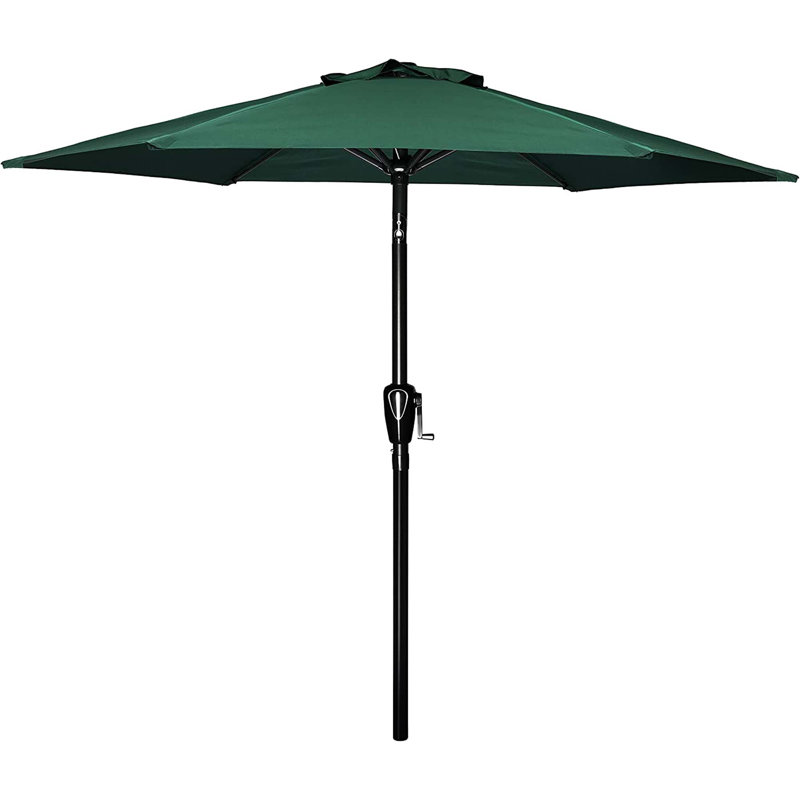 Parasol de marché à manivelle Shavonn, Tissu bleu foncé, H 92,4 po x l 108 po x P 108 po
