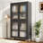 Classic Metal Storage Cabinet Display Cabinet With 4 Glass Doors 4 Shelves Cabinet Freestanding Bookcase Side Cabinet For Home Office Living Room Kitchen Hallway