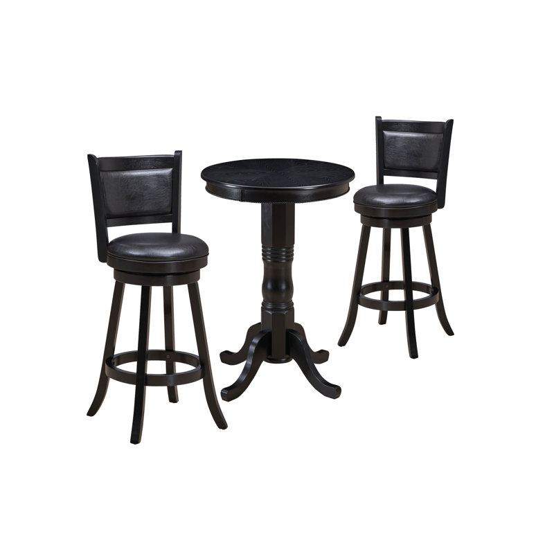 Craigmont Round 30'' Dining Set By RAM Game Room, Black/Black, Black