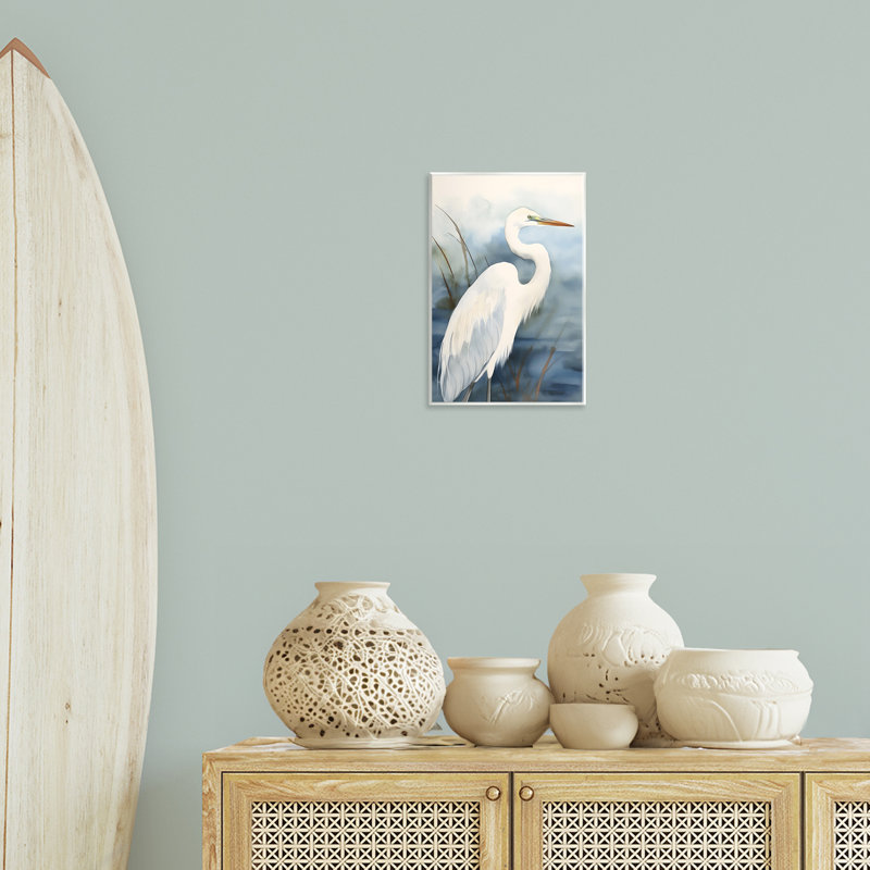 «Soft Egret Impression» par Petal Prints Design, H 15 po x l 10 po