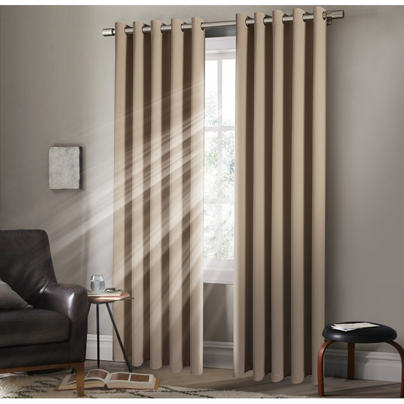 Folkhard Blackout Curtain Pair, Beige, Width 117 x Drop 183 cm