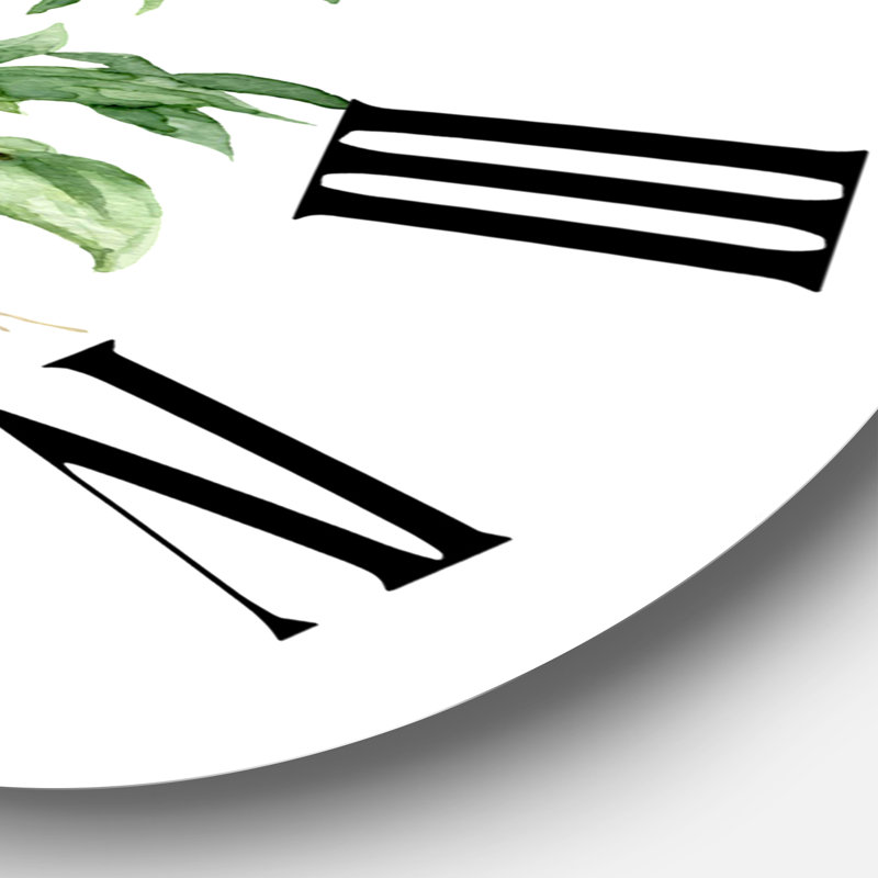 Ficus benjamina dans un pot de fleurs en argile - horloge murale traditionnelle, Surdimensionné