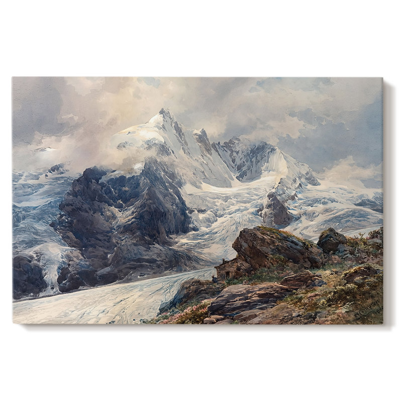 Paysage de montagne avec un glacier - Edward Theodore Compton - Toile tendue avec châssis-c. Fin du 19e siècle / début du 20e siècle