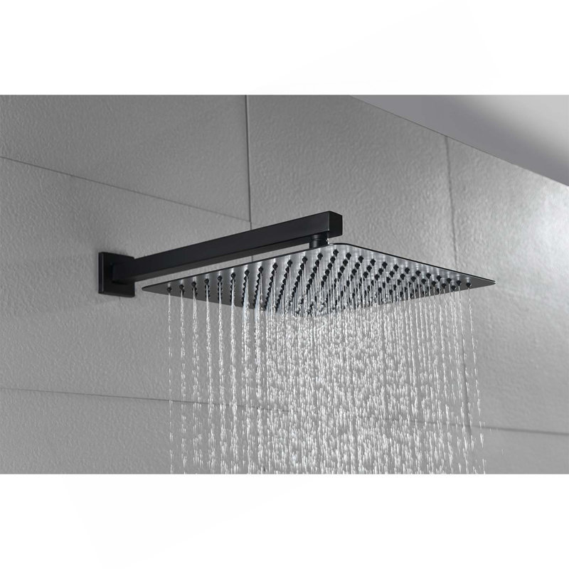 Douche de pluie 12 po, Noir mat