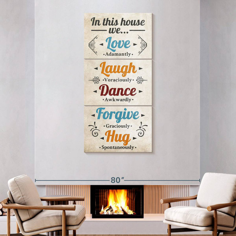 Plaque murale «Blissful Family Rules», H 75 po x l 36 po