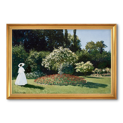 Woman in the Garden, Sainte-Adresse, 1867-Claude Monet-Custom Framed Canvas
