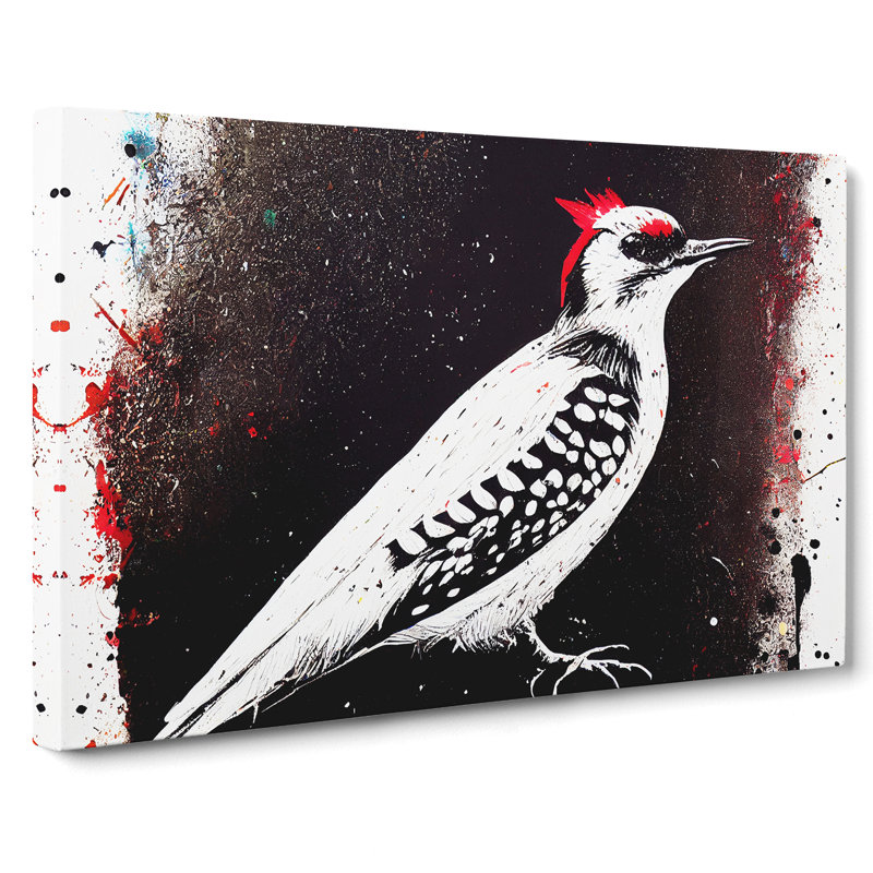 Dramatic Woodpecker Bird - Wrapped Canvas Print, 35cm H x 50cm W x 3cm D