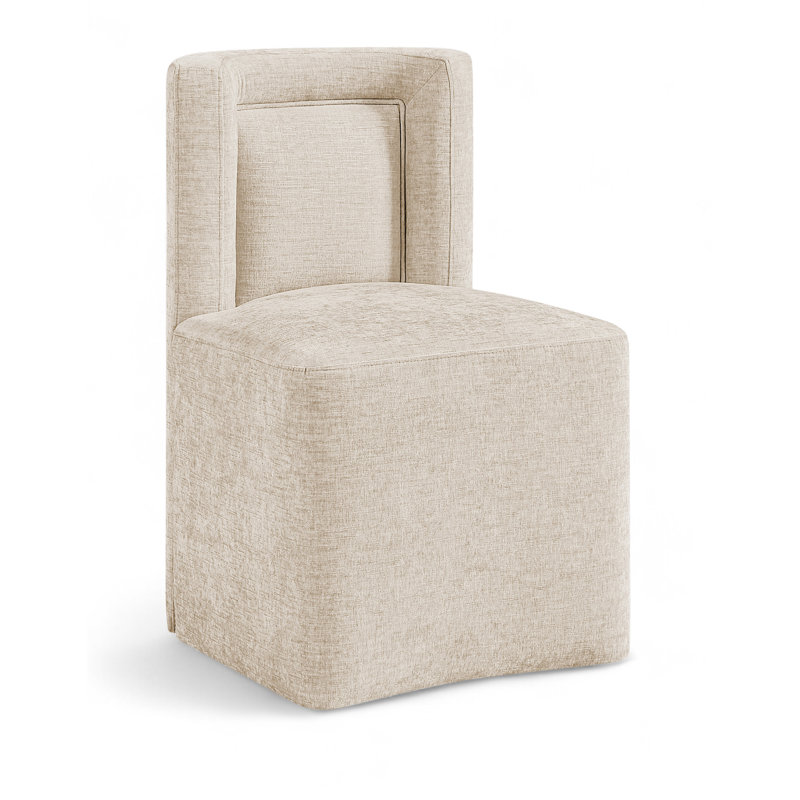 Chaise rembourrée Duvina, Tissu chenille beige