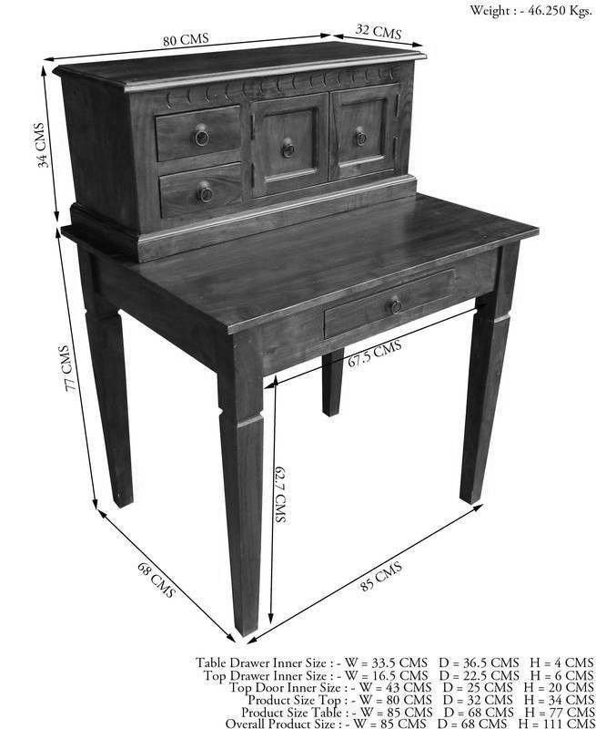 Oxford Solid Wood Writing Desk, Honey