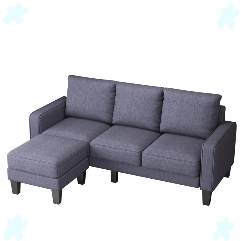 Canapé à accoudoirs carrés 75,12 po, Polyester gris foncé