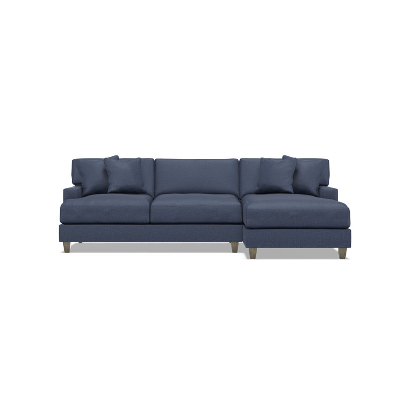 Mila Chaise Sectional, Blue Polyester, Right Hand Facing, 33.5" H x 101" W x 61" D