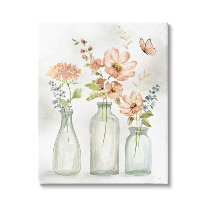 «Pink Flowers» par Nan Nan, H 48 po x l 36 po x P 1,5 po, Toile tendue