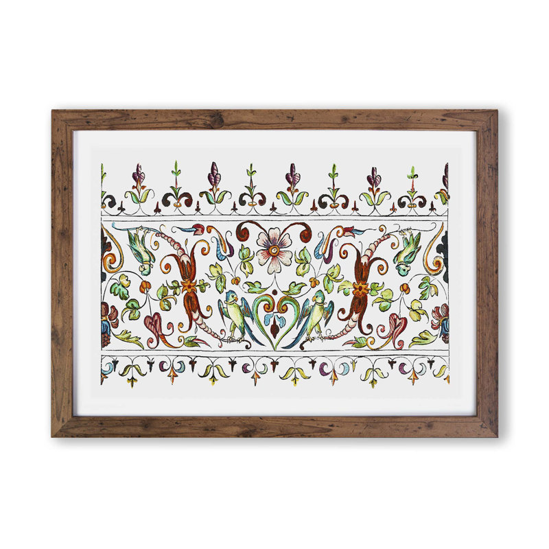 Flowers & Parrots Pattern by William Morris - Framed Print, Walnut, 45cm H x 63cm W x 2cm D