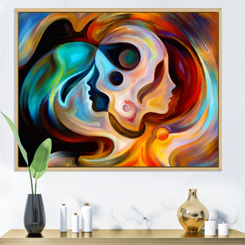 «Blue Orange and Red», reproduction d'art sur toile, H 16 po x l 32 po, Toile avec cadre en érable