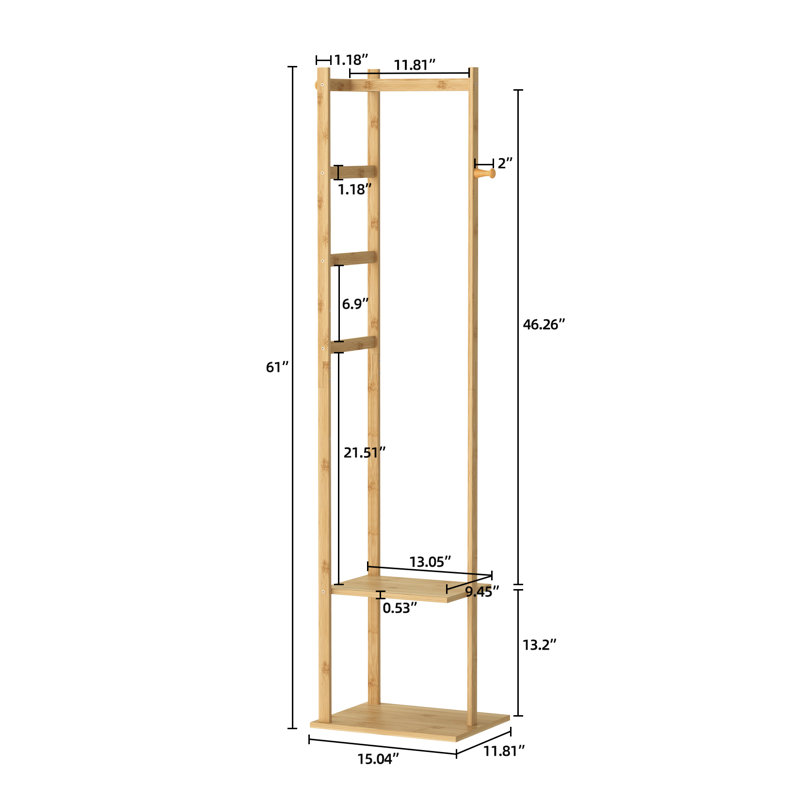 Merrillyn 15.04'' Solid Wood Clothing Rack