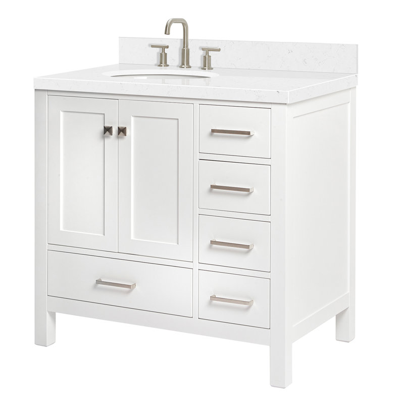  Meuble-lavabo simple 36 po avec comptoir en quartz 36 po, Blanc