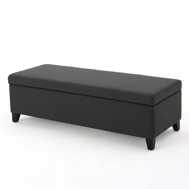 Faux Leather Upholstered Storage Bench, Dark Gray