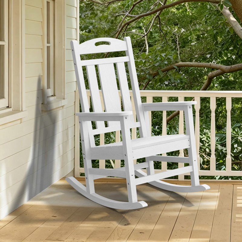 Chaise Adirondack berçante en PEHD pour l'extérieur, Blanc