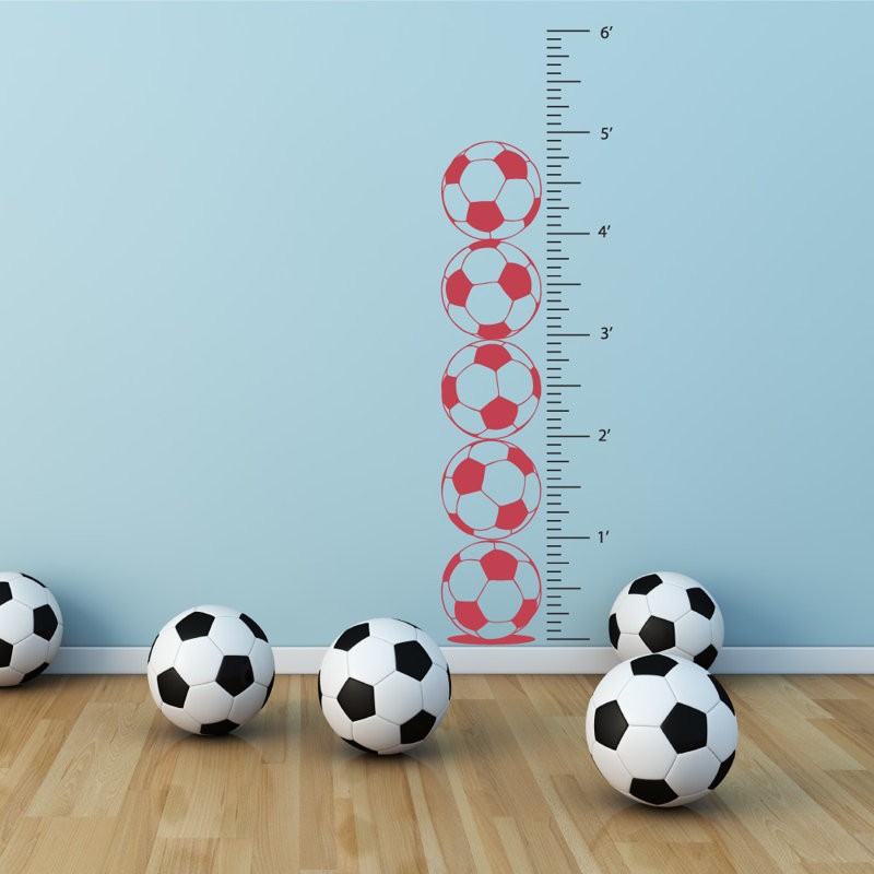 Décalcomanie murale graphique de croissance foot, Rouge Dahlia