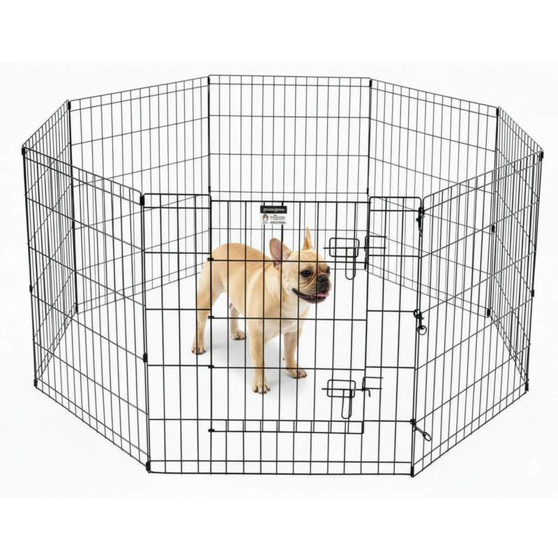 Parc pour chien - enclos pour chiot pliable en métal avec 8 panneaux durables de 24 po x 30 po, aire de jeu intérieure / extérieure portable pour animaux avec porte sécurisée pour chiens, chiots, chats et petits animaux par PETMAKER (noir)