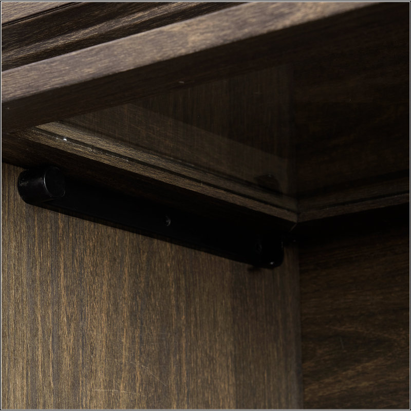 Brown Tempered Glass 4-Tier Display Cabinet with Doors