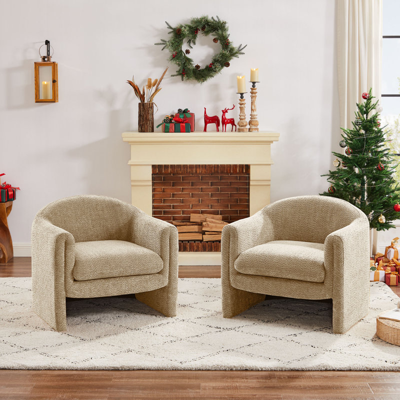 Divaraj Upholstered Accent Chair, Camel Boucle